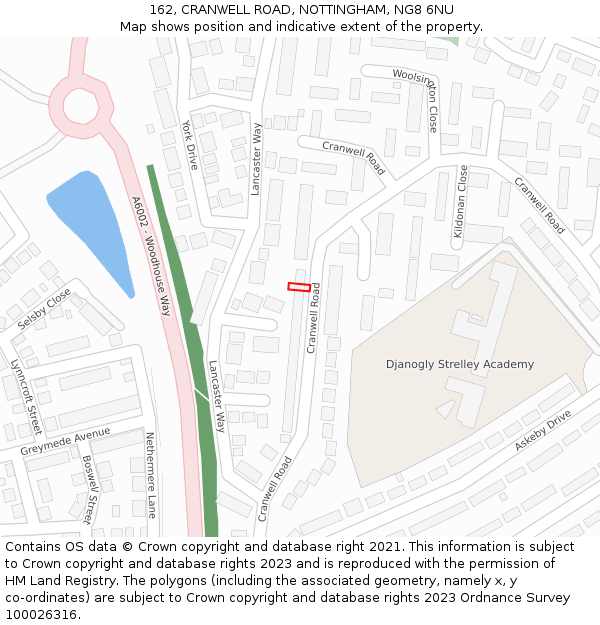 162, CRANWELL ROAD, NOTTINGHAM, NG8 6NU: Location map and indicative extent of plot