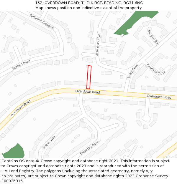 162, OVERDOWN ROAD, TILEHURST, READING, RG31 6NS: Location map and indicative extent of plot