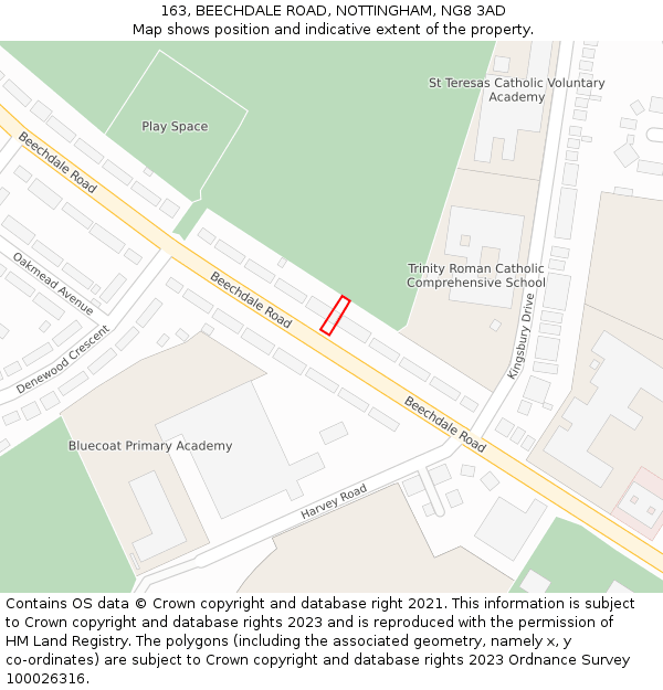 163, BEECHDALE ROAD, NOTTINGHAM, NG8 3AD: Location map and indicative extent of plot