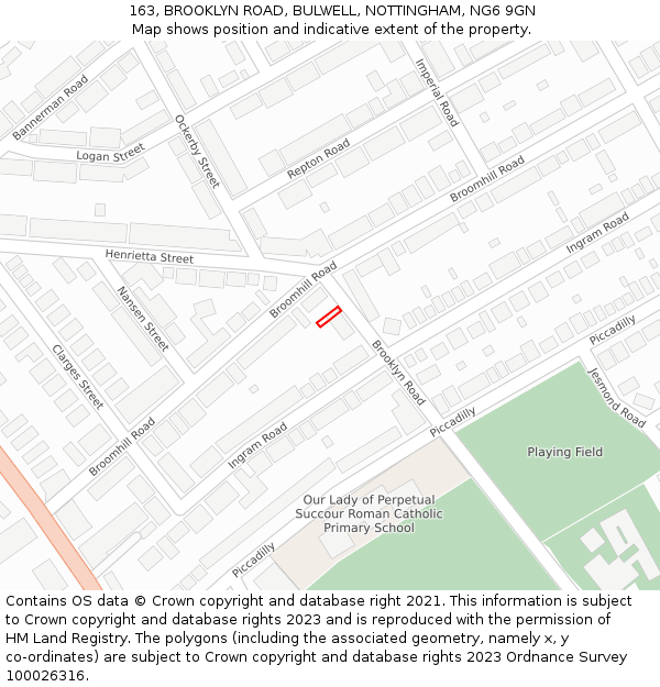 163, BROOKLYN ROAD, BULWELL, NOTTINGHAM, NG6 9GN: Location map and indicative extent of plot