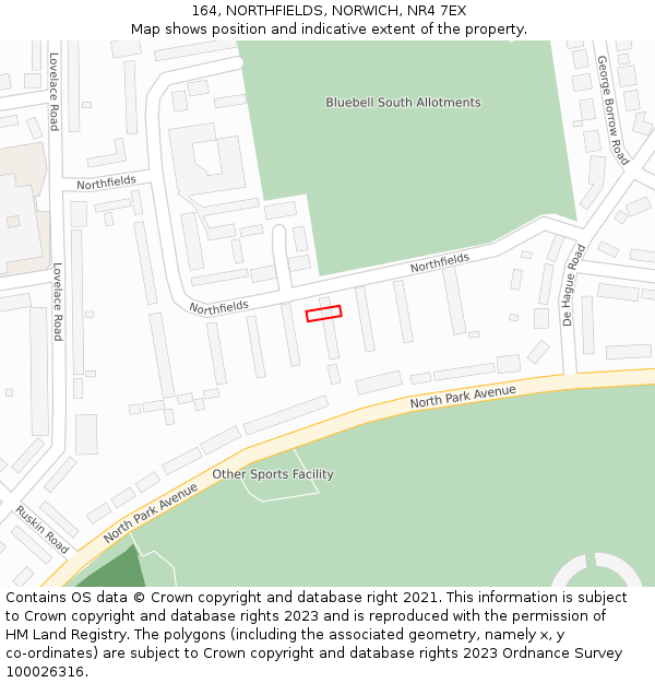 164, NORTHFIELDS, NORWICH, NR4 7EX: Location map and indicative extent of plot