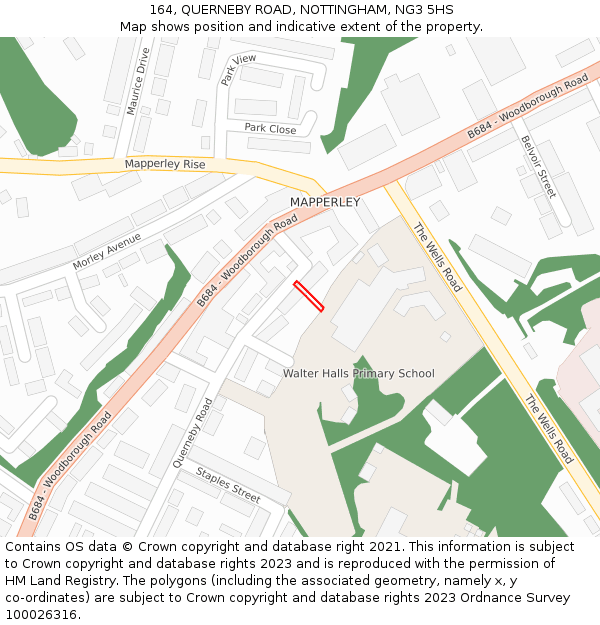 164, QUERNEBY ROAD, NOTTINGHAM, NG3 5HS: Location map and indicative extent of plot