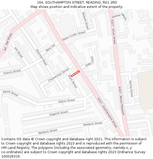 164, SOUTHAMPTON STREET, READING, RG1 2RD: Location map and indicative extent of plot