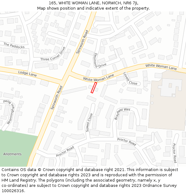 165, WHITE WOMAN LANE, NORWICH, NR6 7JL: Location map and indicative extent of plot
