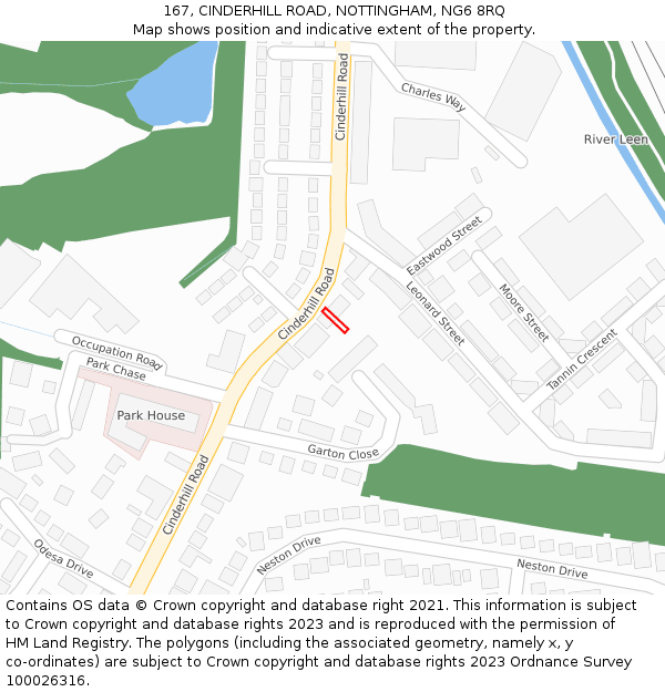167, CINDERHILL ROAD, NOTTINGHAM, NG6 8RQ: Location map and indicative extent of plot