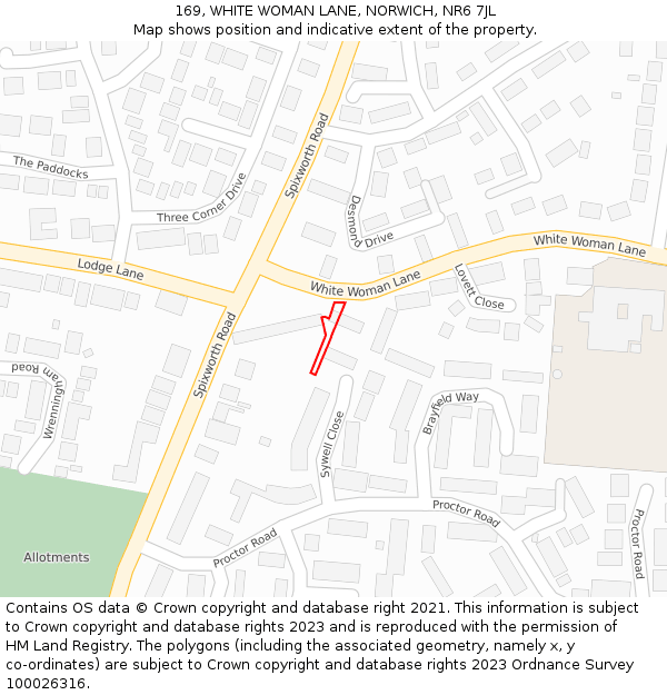 169, WHITE WOMAN LANE, NORWICH, NR6 7JL: Location map and indicative extent of plot