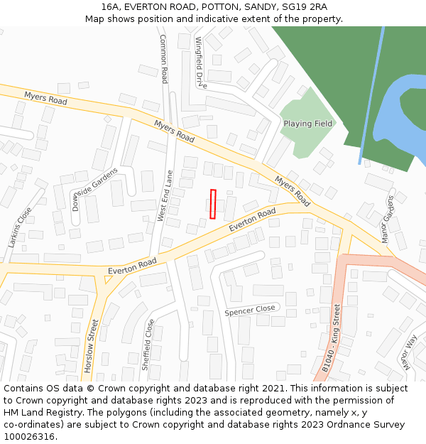 16A, EVERTON ROAD, POTTON, SANDY, SG19 2RA: Location map and indicative extent of plot