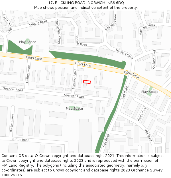 17, BLICKLING ROAD, NORWICH, NR6 6DQ: Location map and indicative extent of plot