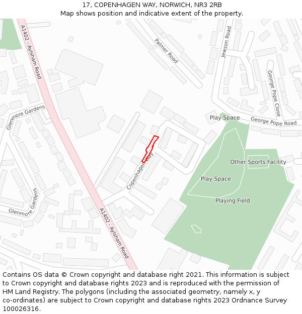 17, COPENHAGEN WAY, NORWICH, NR3 2RB: Location map and indicative extent of plot