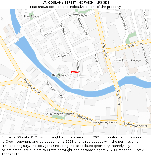 17, COSLANY STREET, NORWICH, NR3 3DT: Location map and indicative extent of plot