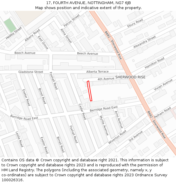 17, FOURTH AVENUE, NOTTINGHAM, NG7 6JB: Location map and indicative extent of plot