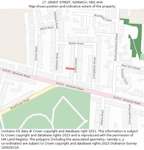 17, GRANT STREET, NORWICH, NR2 4HA: Location map and indicative extent of plot