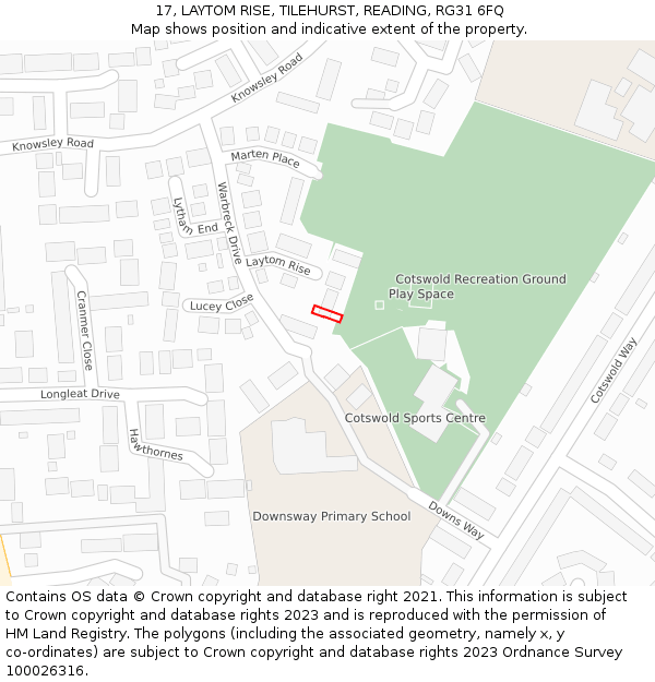 17, LAYTOM RISE, TILEHURST, READING, RG31 6FQ: Location map and indicative extent of plot