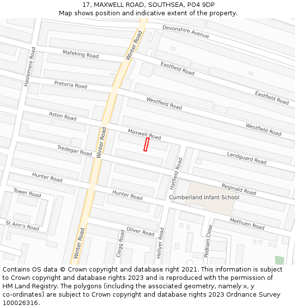 17, MAXWELL ROAD, SOUTHSEA, PO4 9DP: Location map and indicative extent of plot