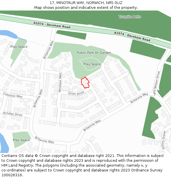 17, MINOTAUR WAY, NORWICH, NR5 0UZ: Location map and indicative extent of plot