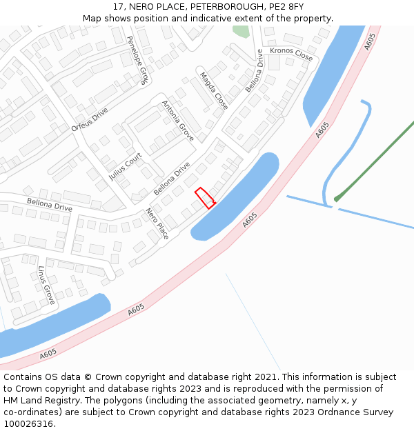 17, NERO PLACE, PETERBOROUGH, PE2 8FY: Location map and indicative extent of plot