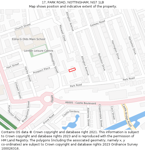 17, PARK ROAD, NOTTINGHAM, NG7 1LB: Location map and indicative extent of plot
