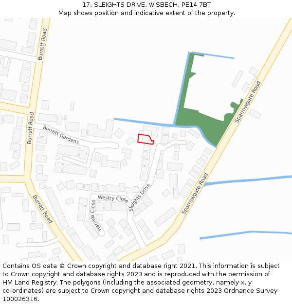 17, SLEIGHTS DRIVE, WISBECH, PE14 7BT: Location map and indicative extent of plot