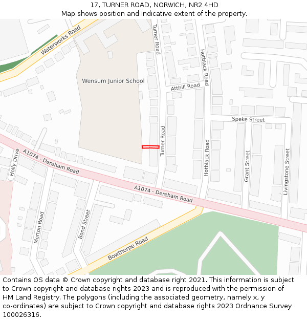 17, TURNER ROAD, NORWICH, NR2 4HD: Location map and indicative extent of plot