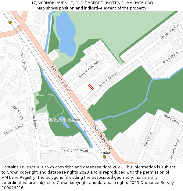 17, VERNON AVENUE, OLD BASFORD, NOTTINGHAM, NG6 0AQ: Location map and indicative extent of plot
