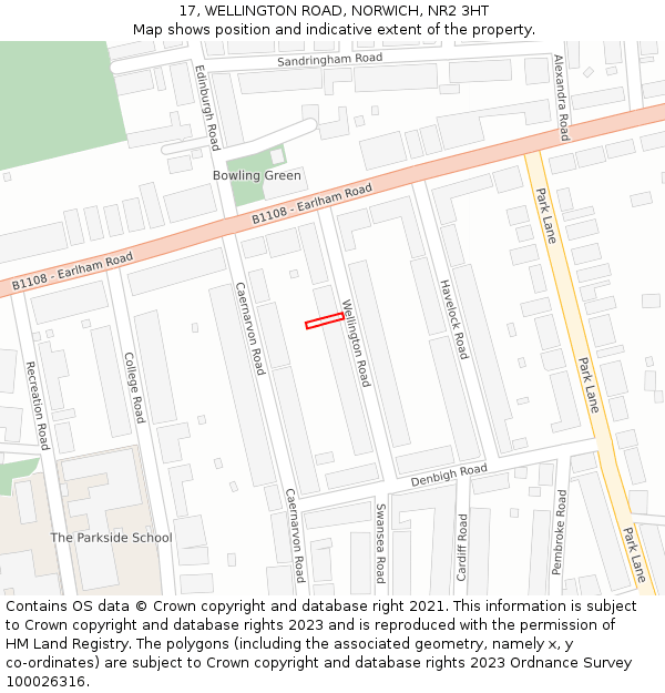 17, WELLINGTON ROAD, NORWICH, NR2 3HT: Location map and indicative extent of plot