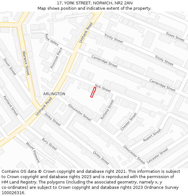 17, YORK STREET, NORWICH, NR2 2AN: Location map and indicative extent of plot