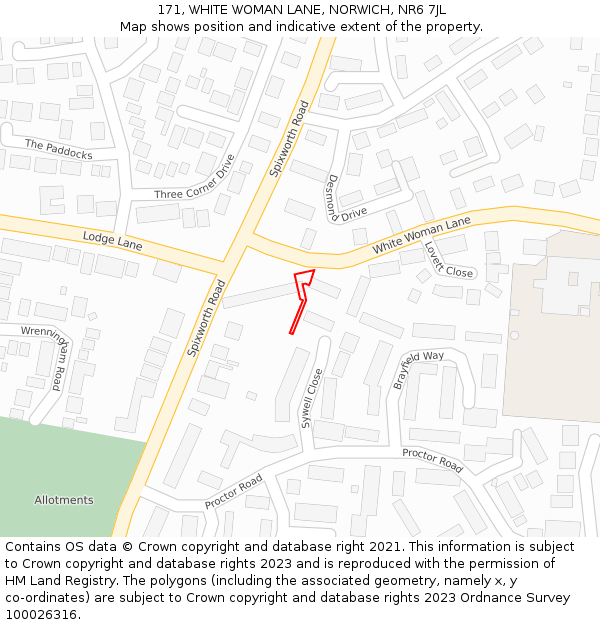 171, WHITE WOMAN LANE, NORWICH, NR6 7JL: Location map and indicative extent of plot