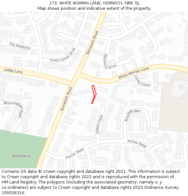 173, WHITE WOMAN LANE, NORWICH, NR6 7JL: Location map and indicative extent of plot