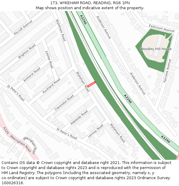 173, WYKEHAM ROAD, READING, RG6 1PN: Location map and indicative extent of plot