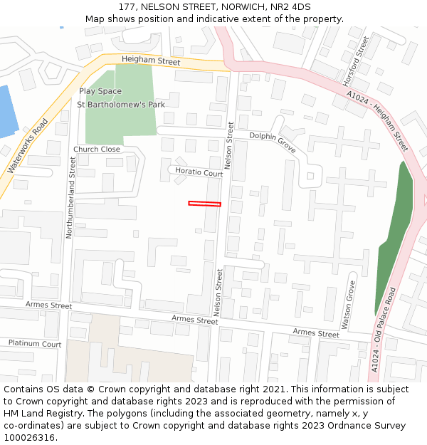 177, NELSON STREET, NORWICH, NR2 4DS: Location map and indicative extent of plot