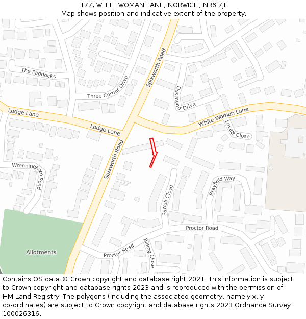 177, WHITE WOMAN LANE, NORWICH, NR6 7JL: Location map and indicative extent of plot