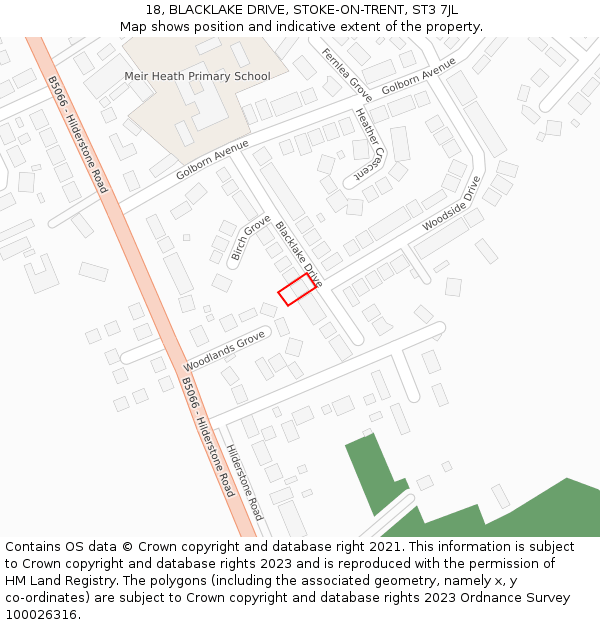 18, BLACKLAKE DRIVE, STOKE-ON-TRENT, ST3 7JL: Location map and indicative extent of plot