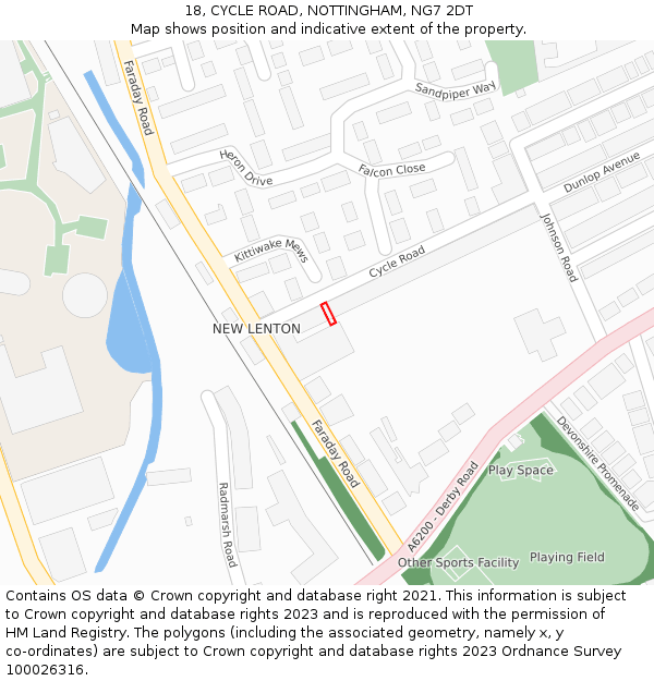 18, CYCLE ROAD, NOTTINGHAM, NG7 2DT: Location map and indicative extent of plot