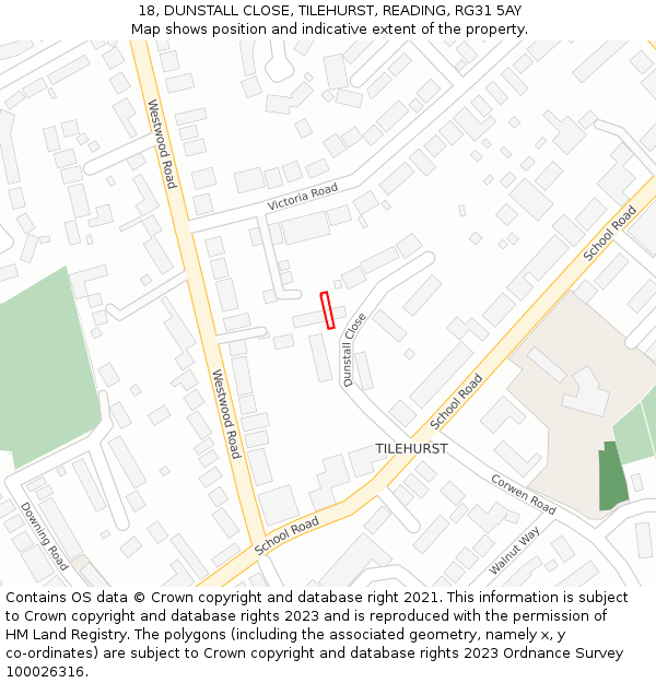 18, DUNSTALL CLOSE, TILEHURST, READING, RG31 5AY: Location map and indicative extent of plot