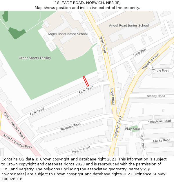 18, EADE ROAD, NORWICH, NR3 3EJ: Location map and indicative extent of plot