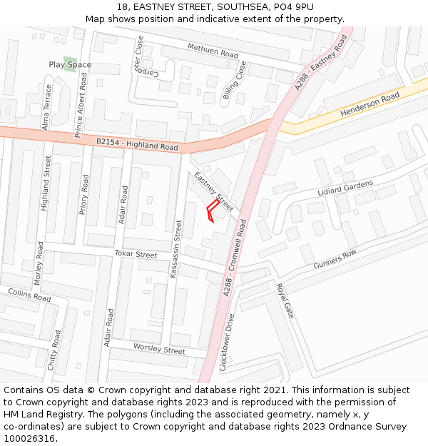 18, EASTNEY STREET, SOUTHSEA, PO4 9PU: Location map and indicative extent of plot