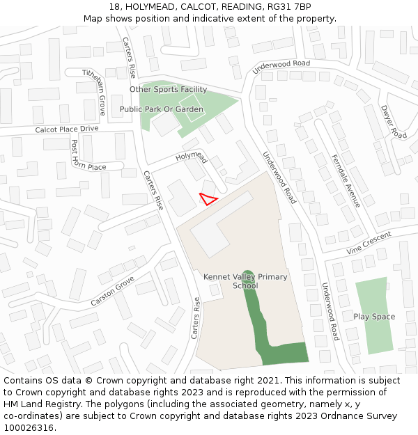 18, HOLYMEAD, CALCOT, READING, RG31 7BP: Location map and indicative extent of plot