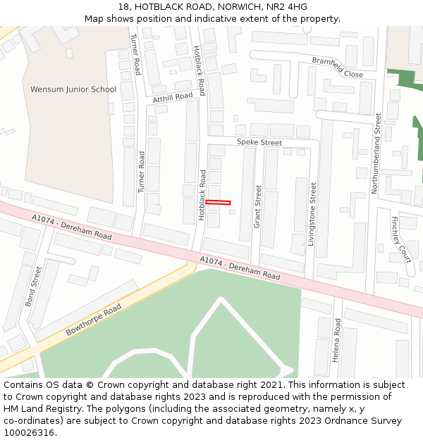 18, HOTBLACK ROAD, NORWICH, NR2 4HG: Location map and indicative extent of plot