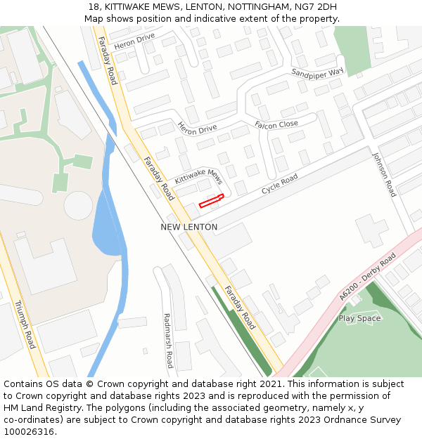 18, KITTIWAKE MEWS, LENTON, NOTTINGHAM, NG7 2DH: Location map and indicative extent of plot