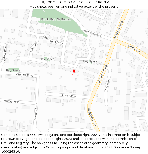 18, LODGE FARM DRIVE, NORWICH, NR6 7LP: Location map and indicative extent of plot