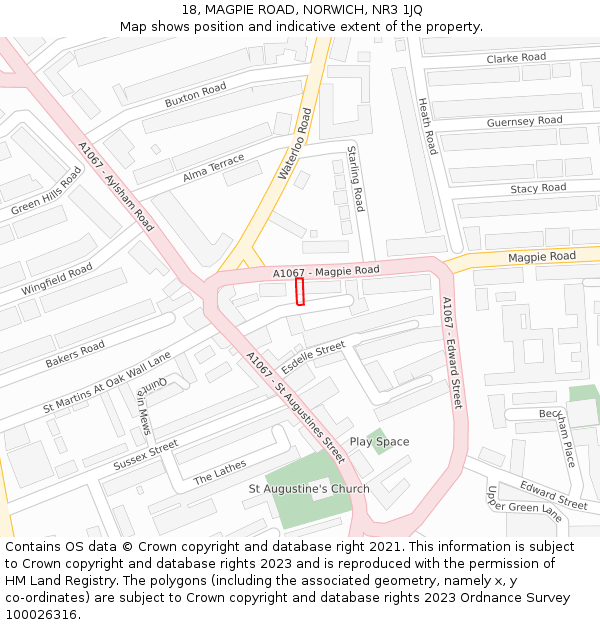 18, MAGPIE ROAD, NORWICH, NR3 1JQ: Location map and indicative extent of plot