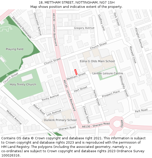 18, METTHAM STREET, NOTTINGHAM, NG7 1SH: Location map and indicative extent of plot