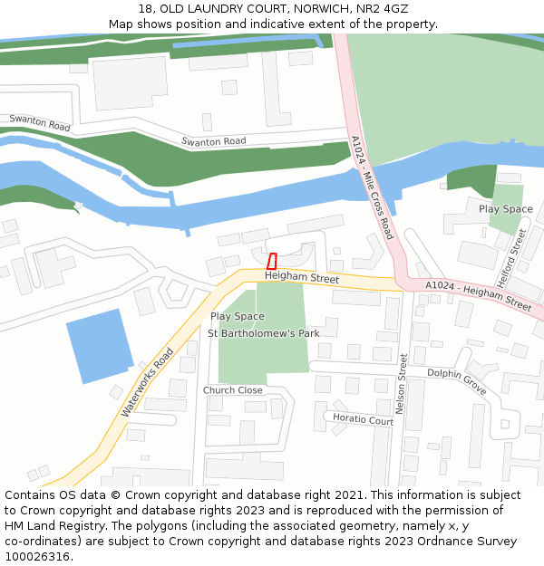 18, OLD LAUNDRY COURT, NORWICH, NR2 4GZ: Location map and indicative extent of plot