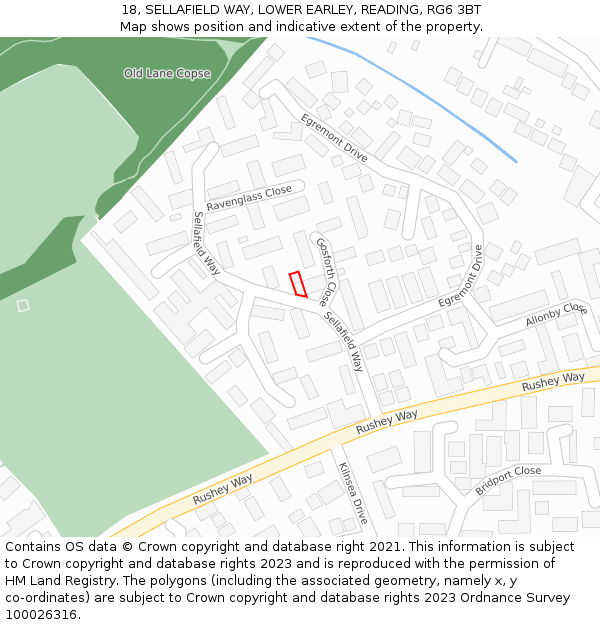 18, SELLAFIELD WAY, LOWER EARLEY, READING, RG6 3BT: Location map and indicative extent of plot