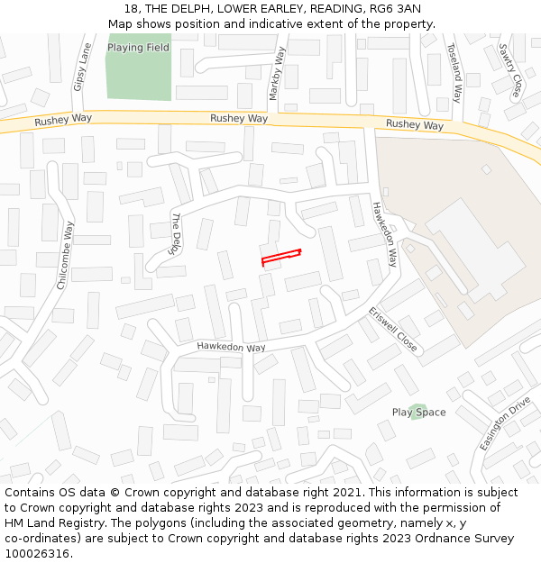 18, THE DELPH, LOWER EARLEY, READING, RG6 3AN: Location map and indicative extent of plot