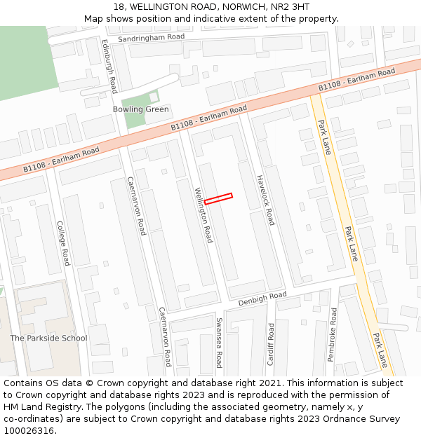 18, WELLINGTON ROAD, NORWICH, NR2 3HT: Location map and indicative extent of plot