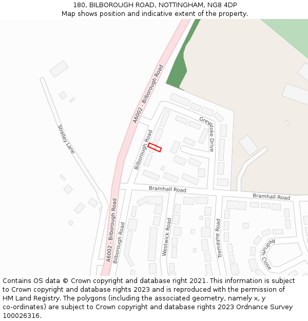180, BILBOROUGH ROAD, NOTTINGHAM, NG8 4DP: Location map and indicative extent of plot