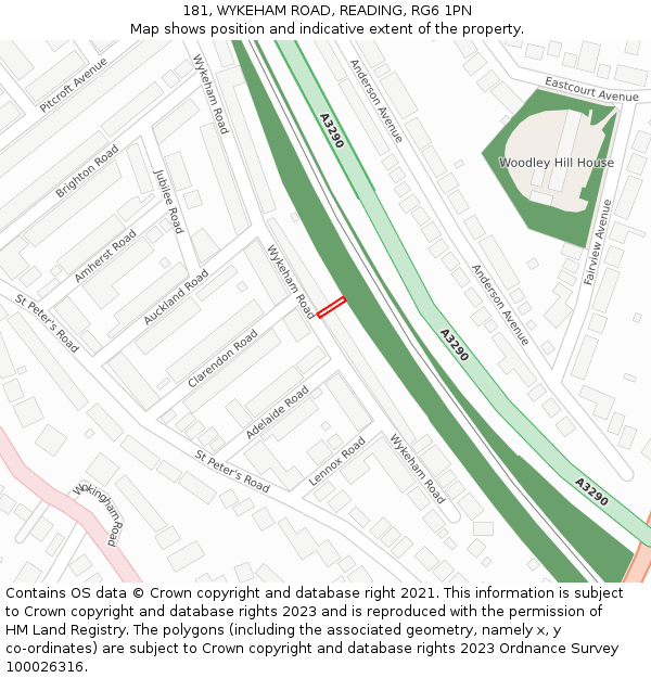181, WYKEHAM ROAD, READING, RG6 1PN: Location map and indicative extent of plot