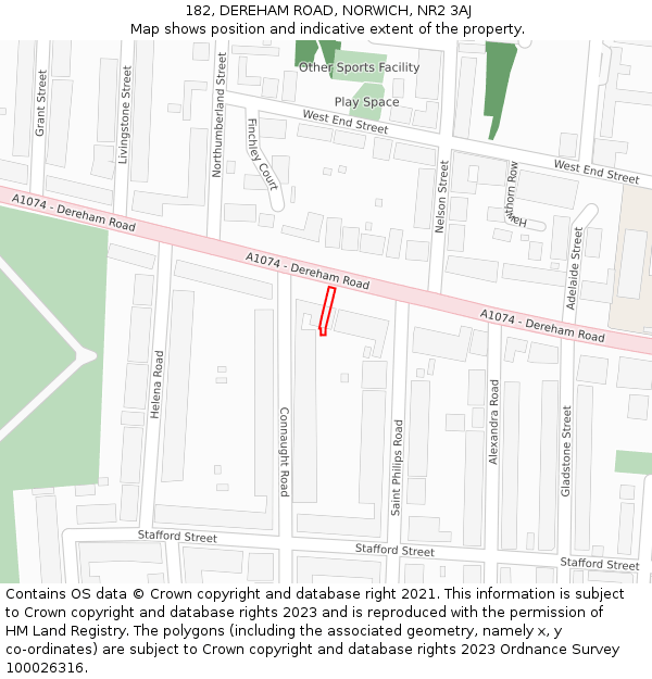 182, DEREHAM ROAD, NORWICH, NR2 3AJ: Location map and indicative extent of plot