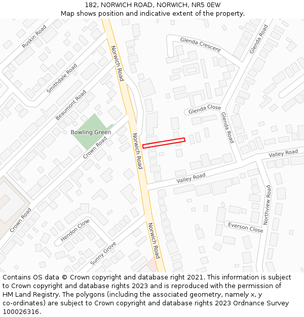 182, NORWICH ROAD, NORWICH, NR5 0EW: Location map and indicative extent of plot